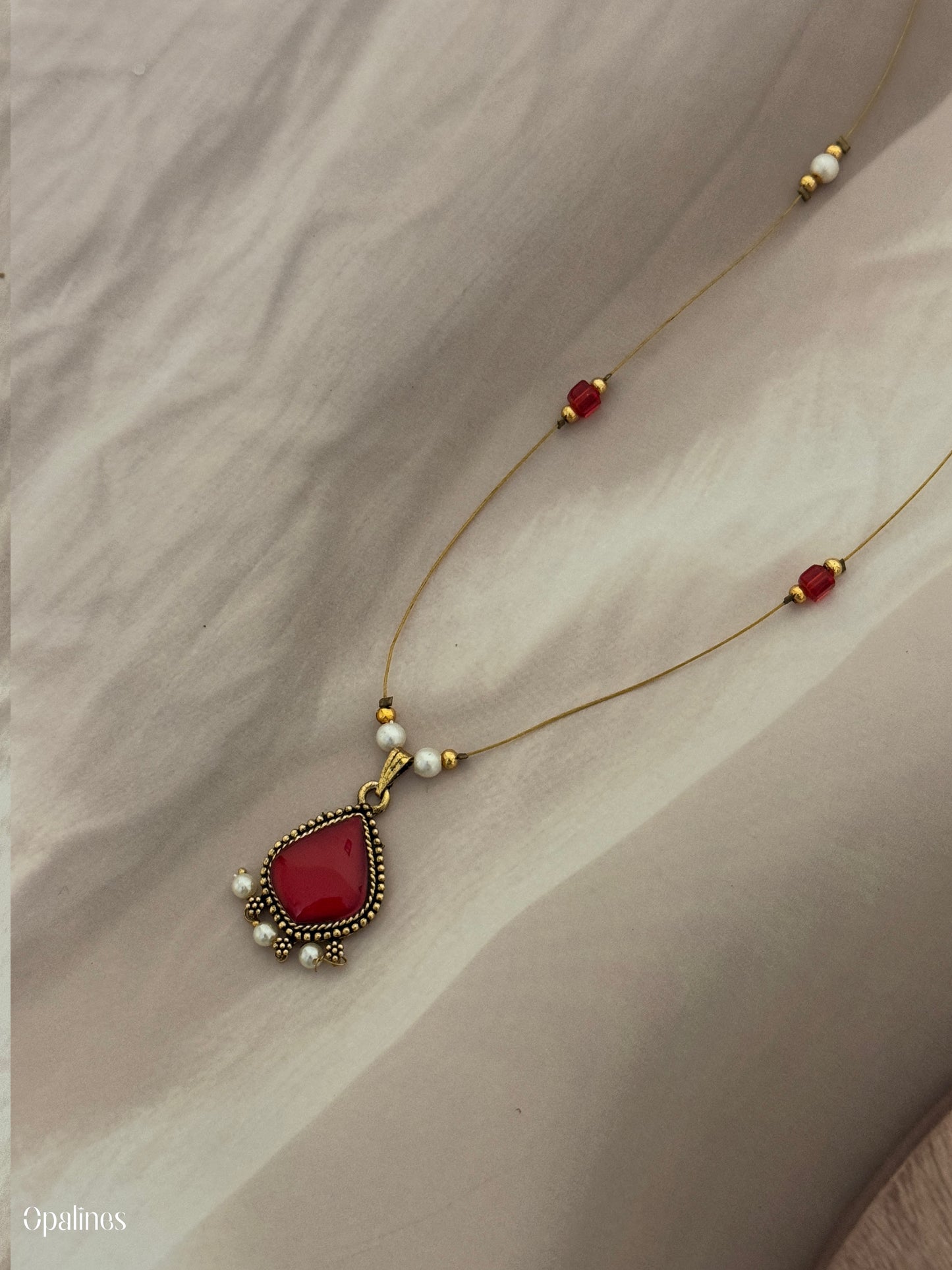 Invisible Ruby Necklace With Pendant