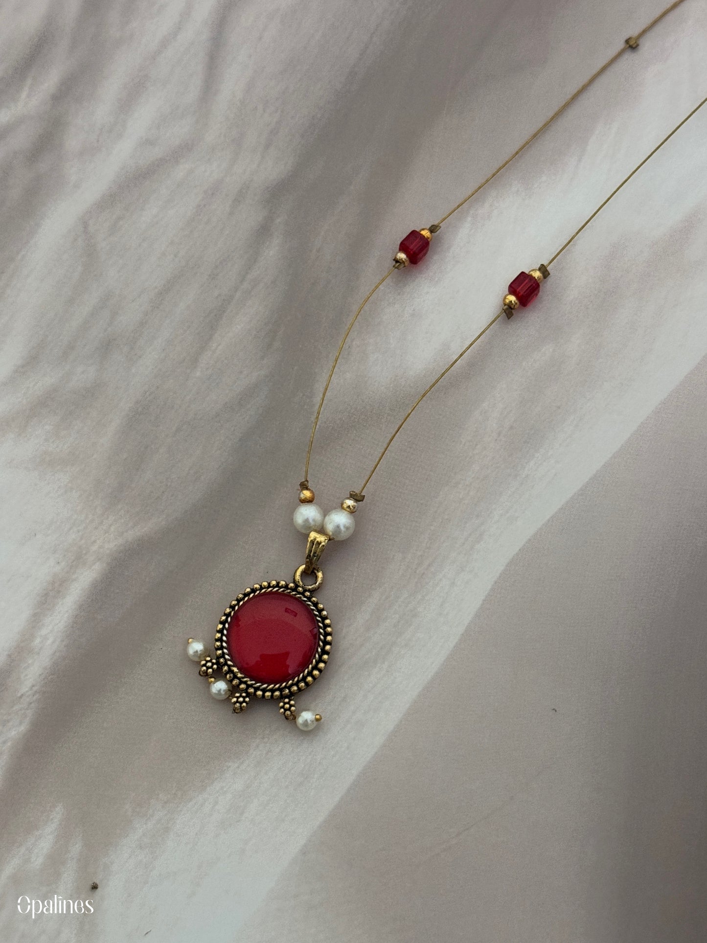 Invisible Ruby Necklace With Pendant