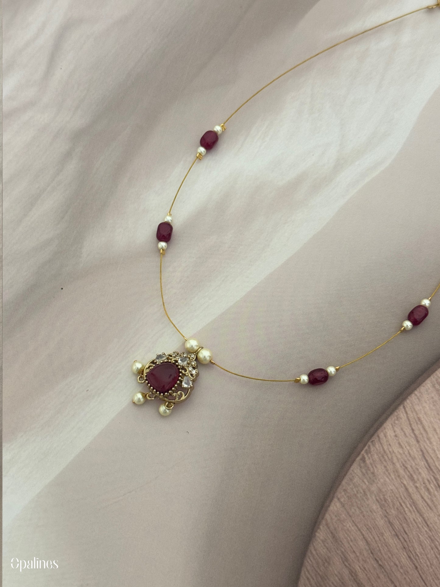 Trending Maroon Invisible Chain With Pendant