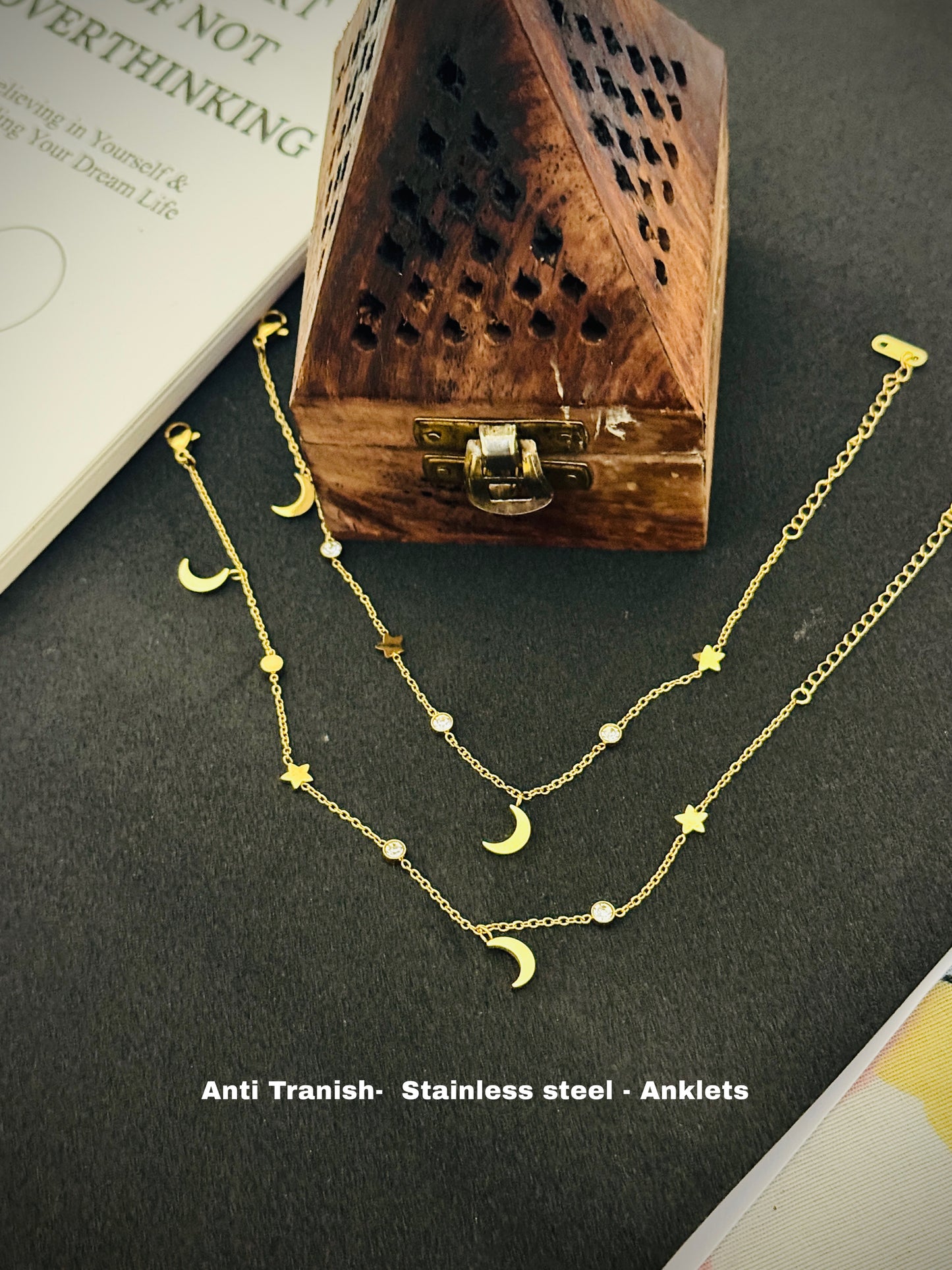 Golden charm ankle chain