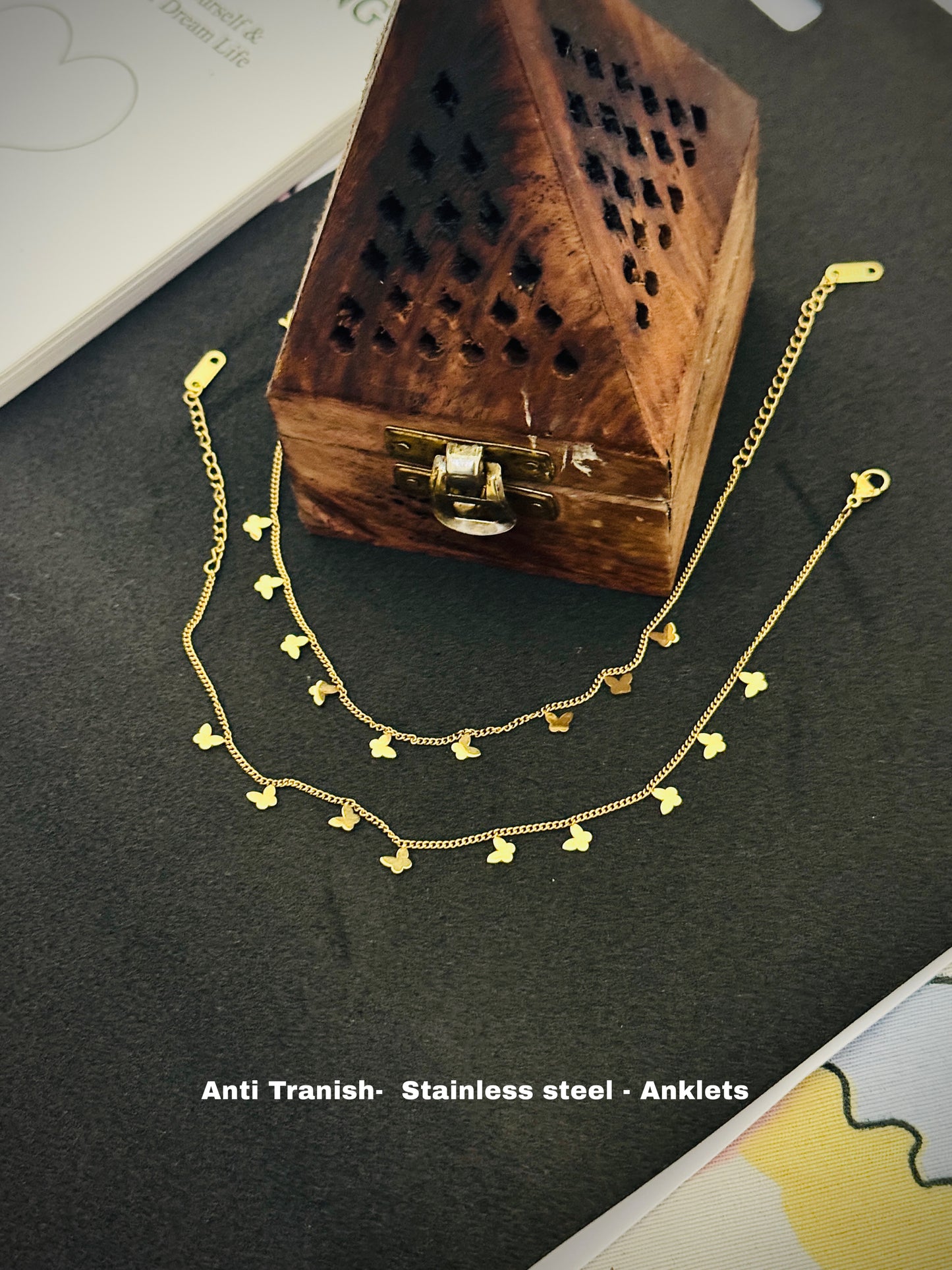 Golden charm ankle chain