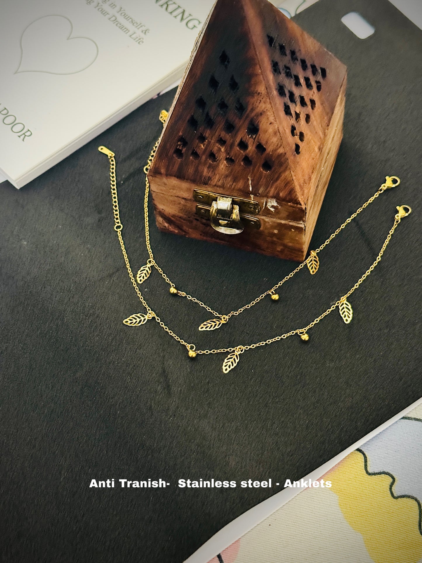 Golden charm ankle chain