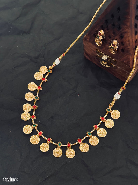 Premium Coin Lakshmi Necklace with Earrings