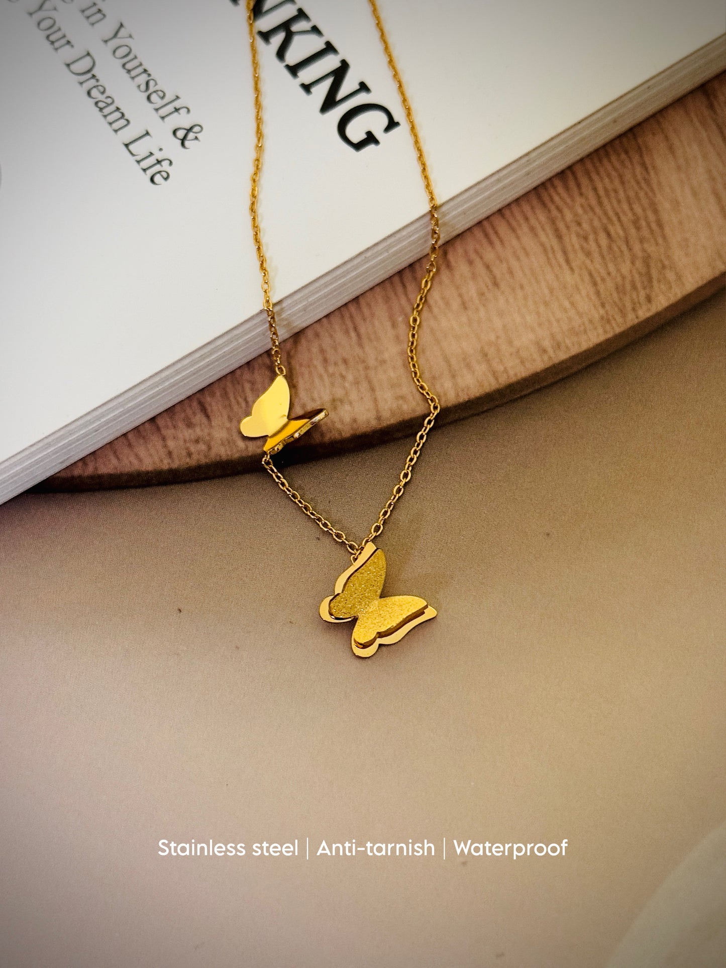 Golden Butterfly Duo Necklace