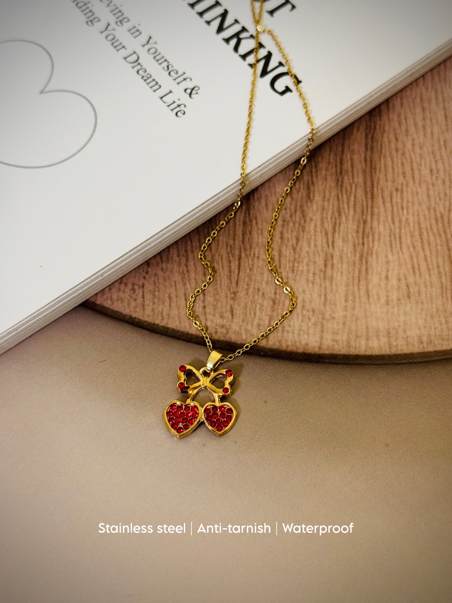 *Stainless Steel Butterfly Heart Necklace*