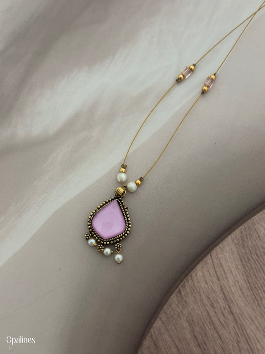 Rose Quartz pendant Invisible Chain