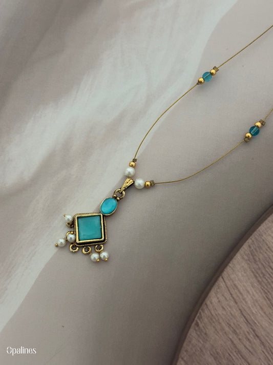 Invisible Necklace With Green Pendant