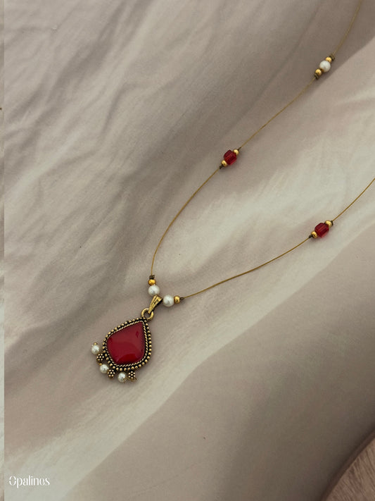 Invisible Ruby Necklace With Pendant