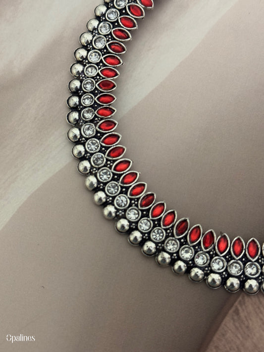 Premium Quality Silver Finished AD Stone Necklace