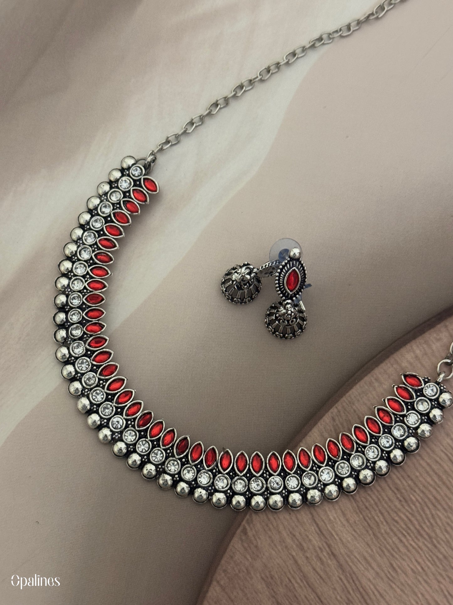 Premium Quality Silver Finished AD Stone Necklace