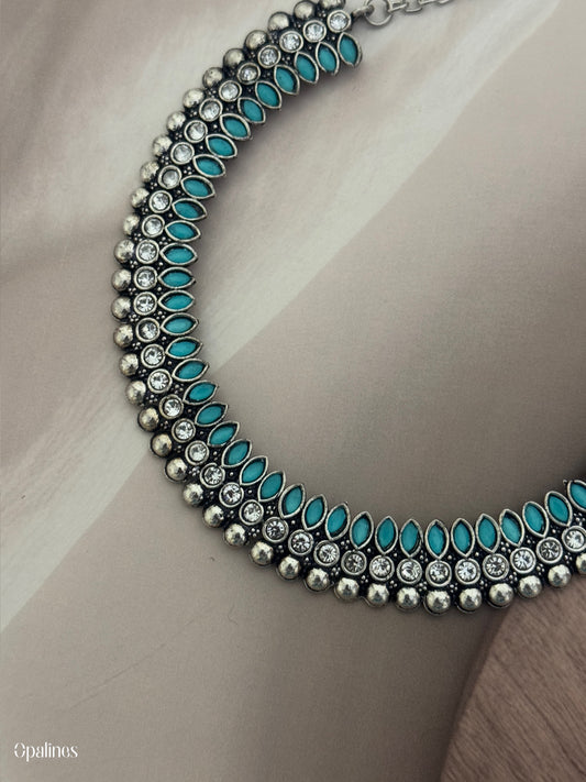 Premium Quality Silver Finished AD Stone Necklace With Earrings