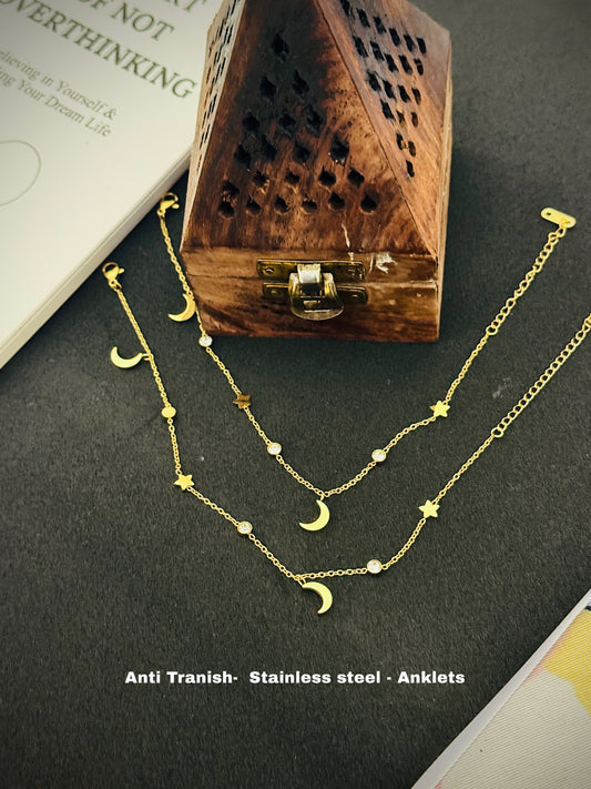 Golden charm ankle chain