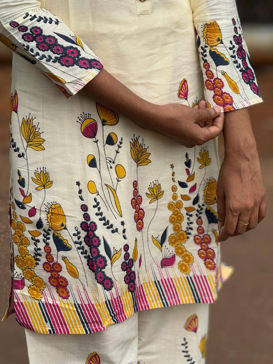 Cream Khadi Cotton Co-ord Set