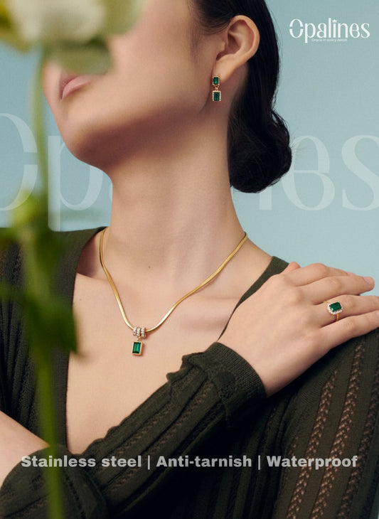 stunning green gemstone pendant with silver accents